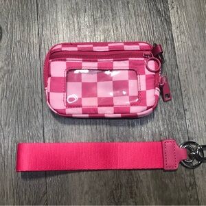 Pink Checkered Wristlet Wallet